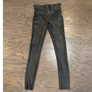SPANX Black Faux Leather Leggings Size Small